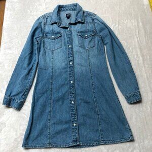 Gap Denim Girls Long Sleeve Snap Up Dress Large